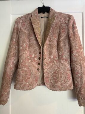 Elie Tahari Pink Floral Textured Tailored Jacket